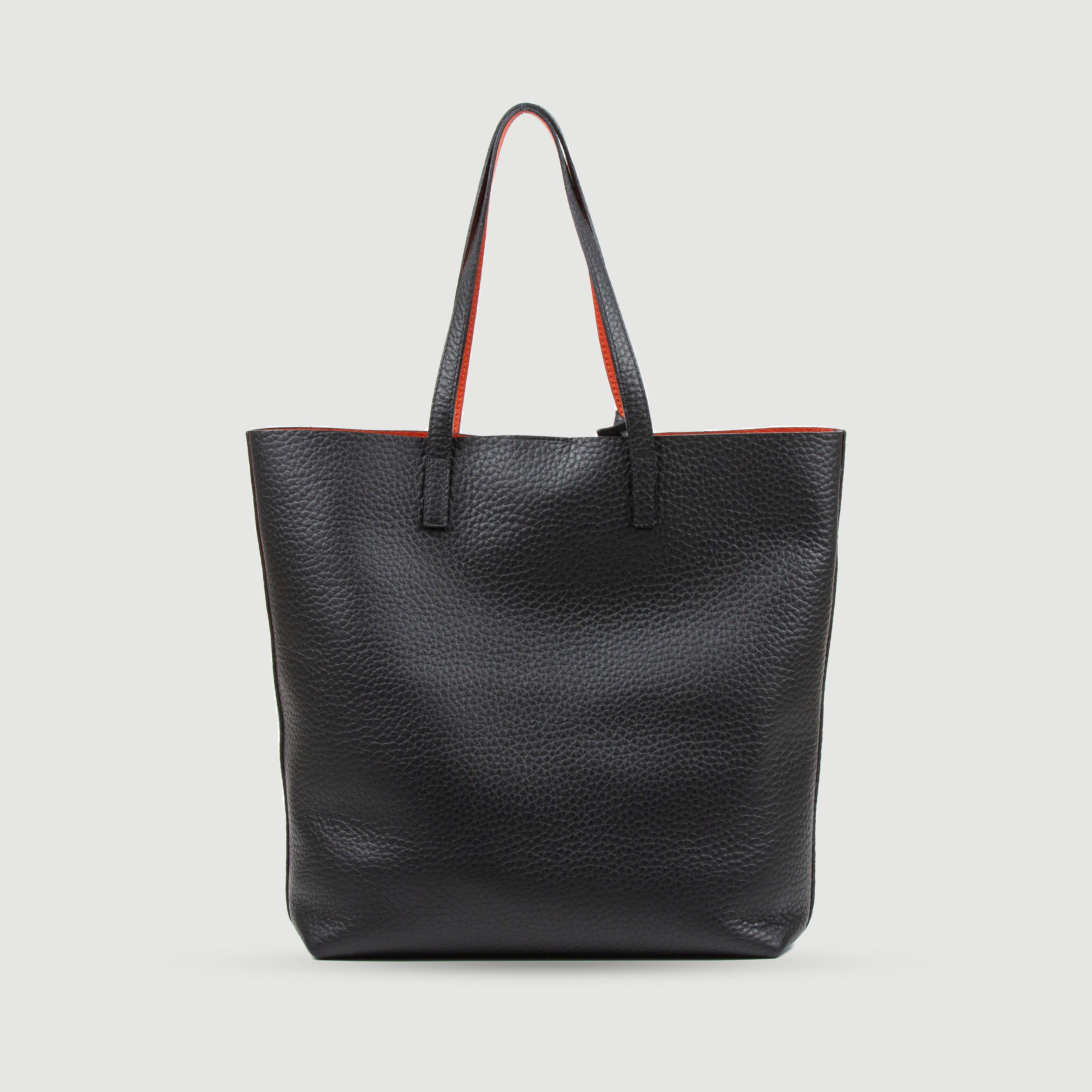 Borsa Bottega nera con interno arancio