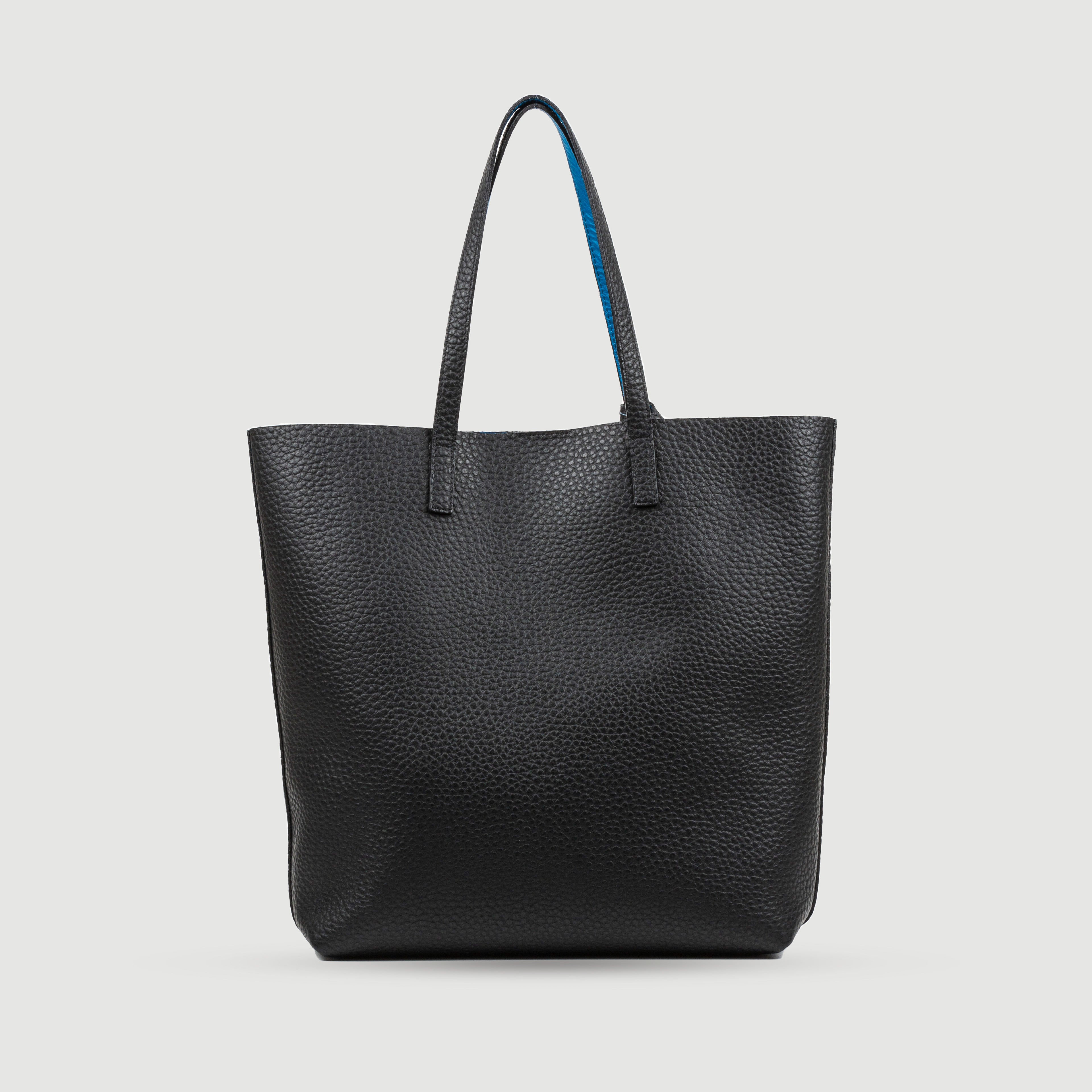 Borsa Bottega nera con interno blu