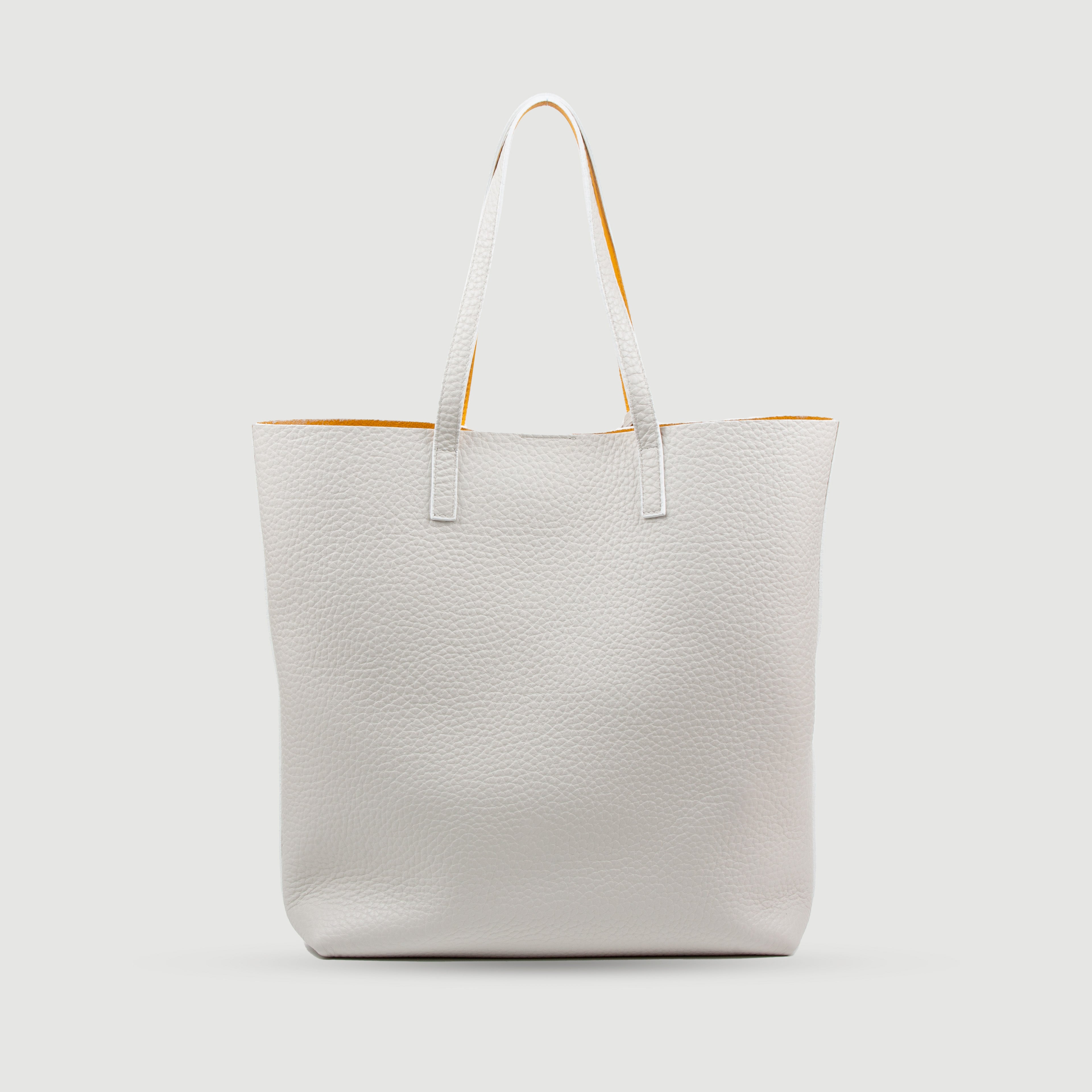 Borsa Bottega bianca con interno giallo