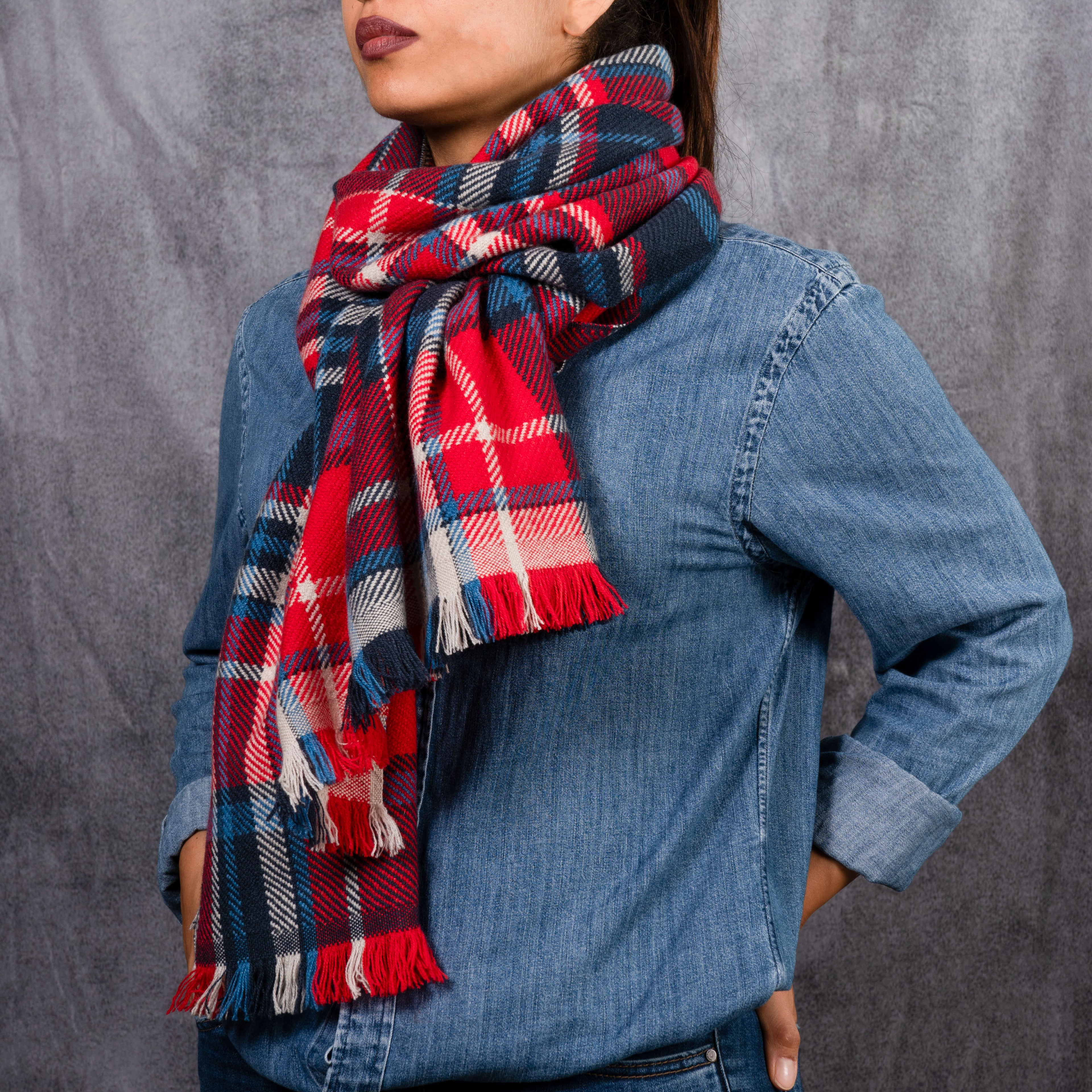 Sciarpa Tartan Rosso/Blu