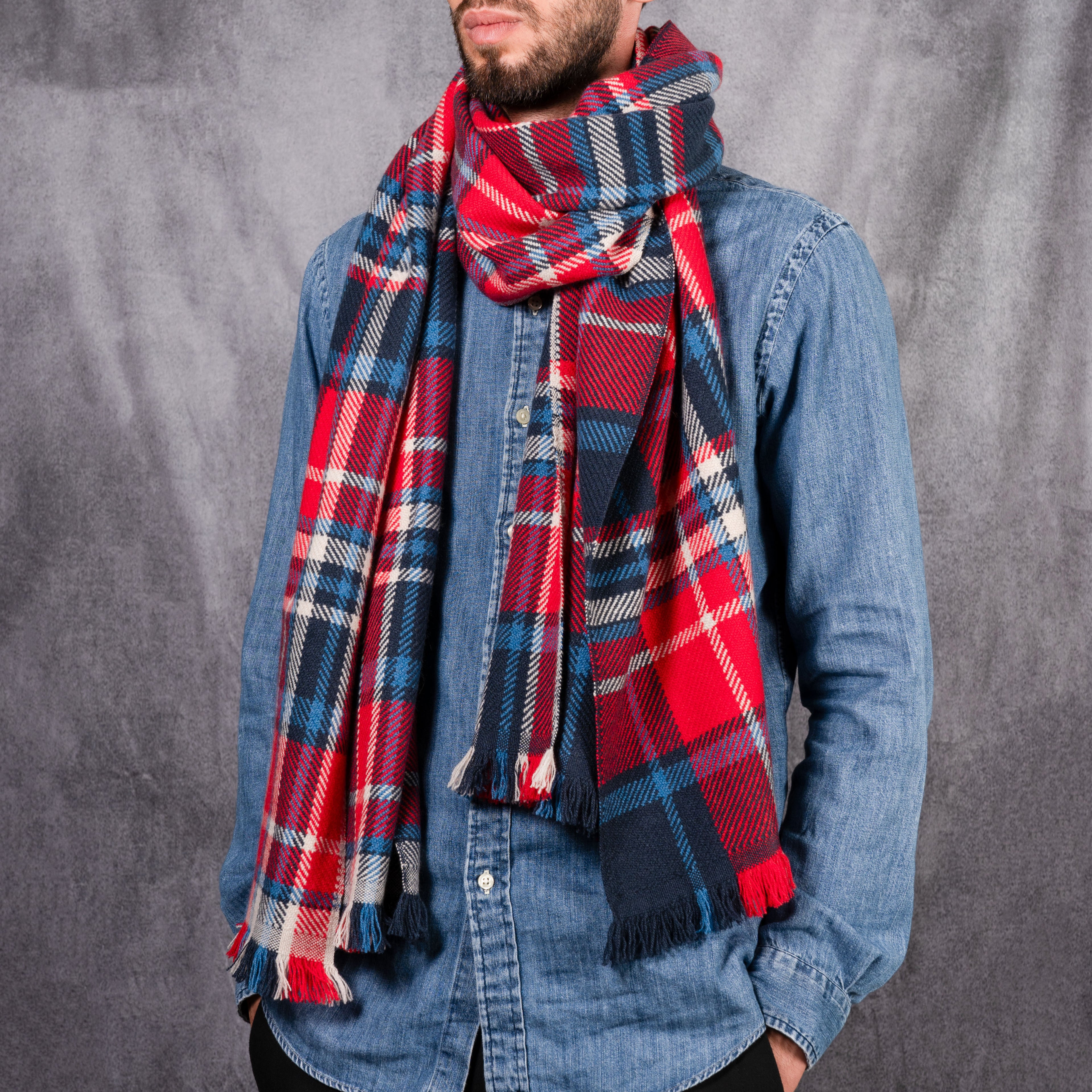 Sciarpa Tartan Rosso/Blu