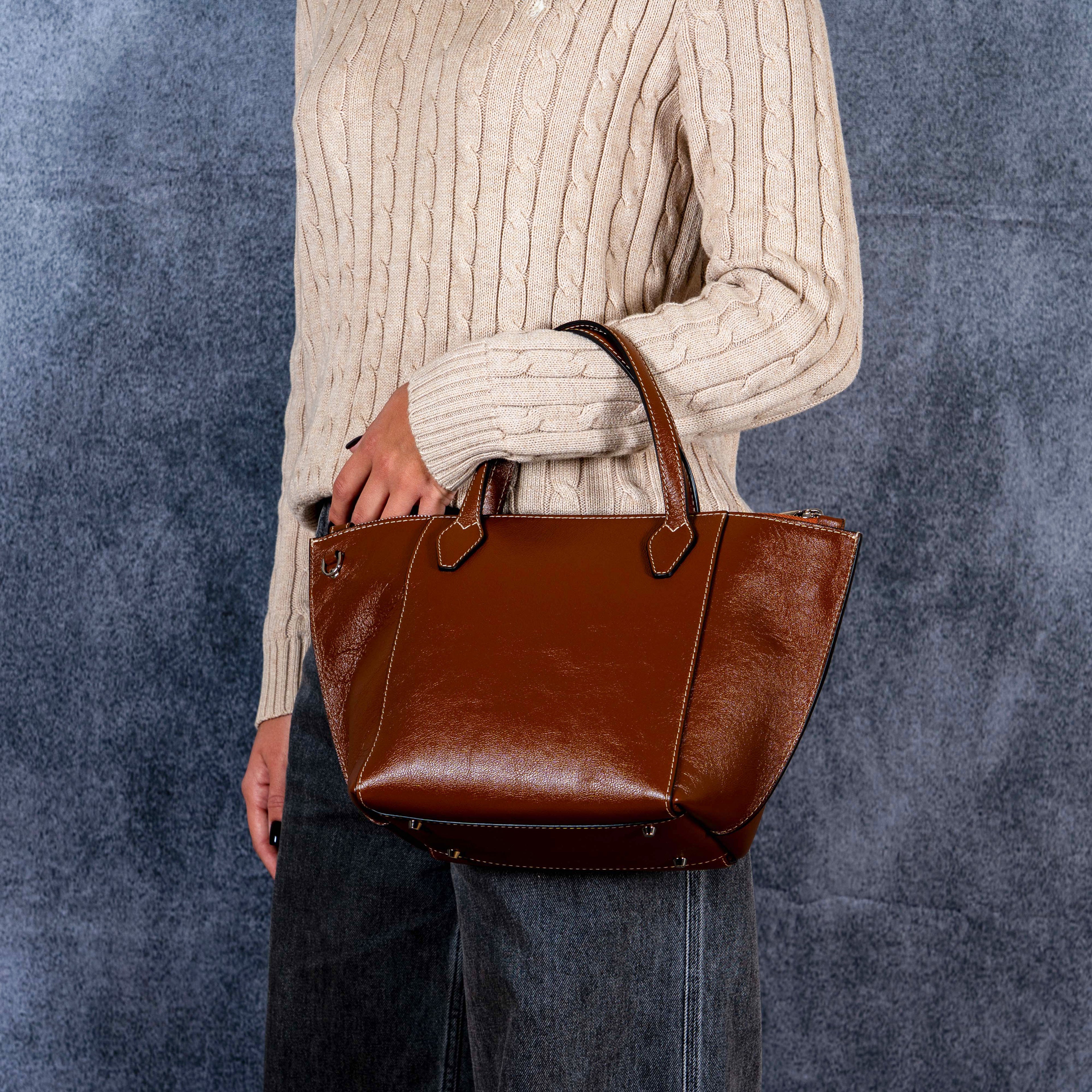 Borsa Mini Zip marrone