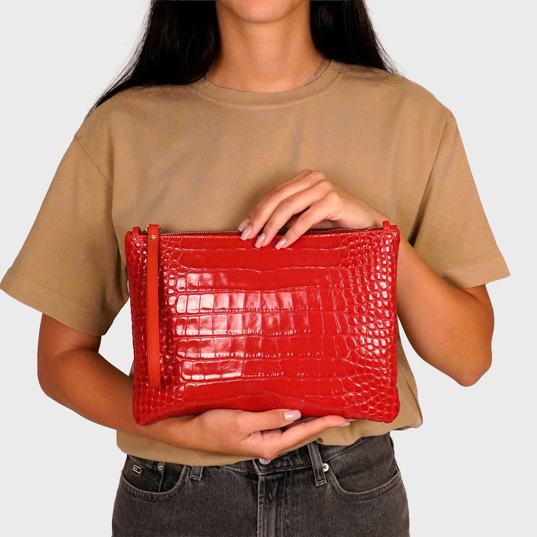 Pochette stampa coccodrillo