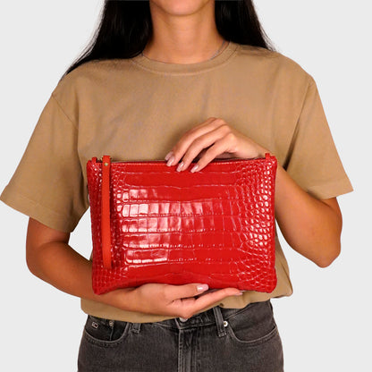Pochette stampa coccodrillo