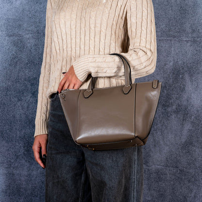 Borsa Mini Zip tortora