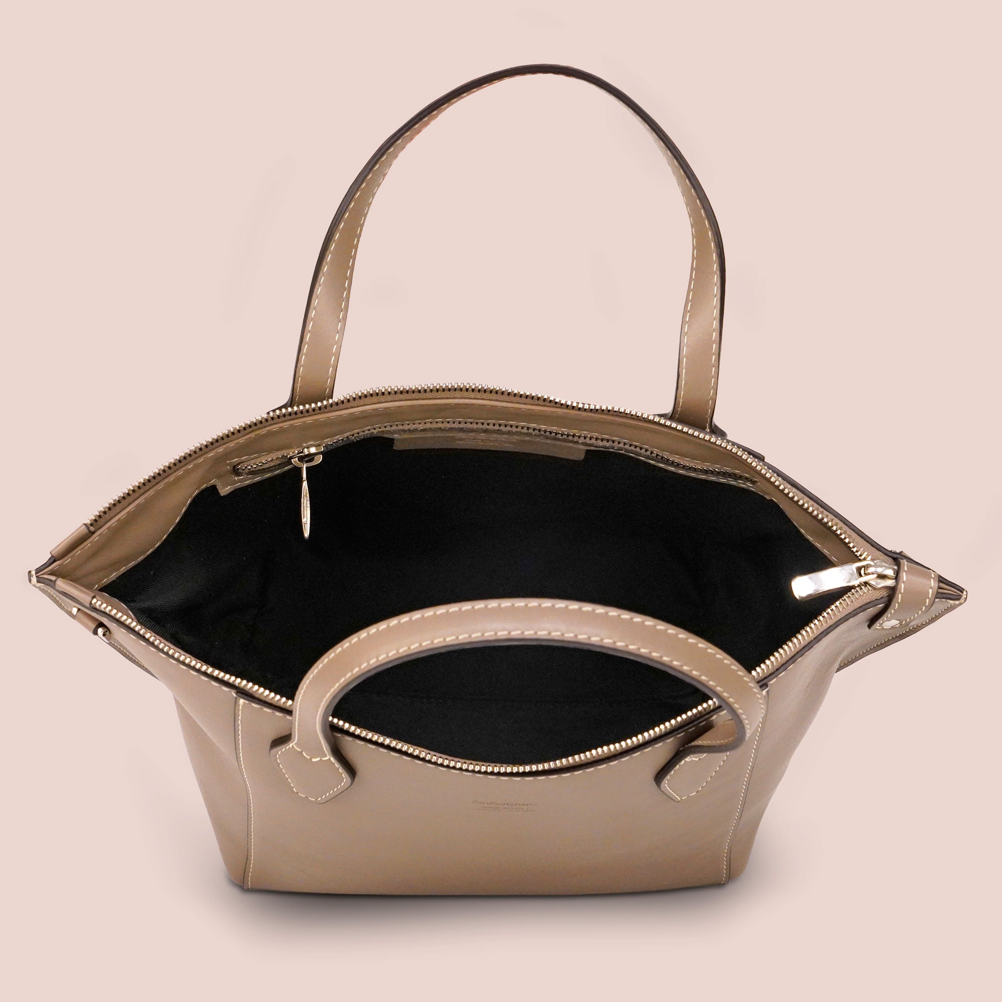 Borsa Mini Zip tortora