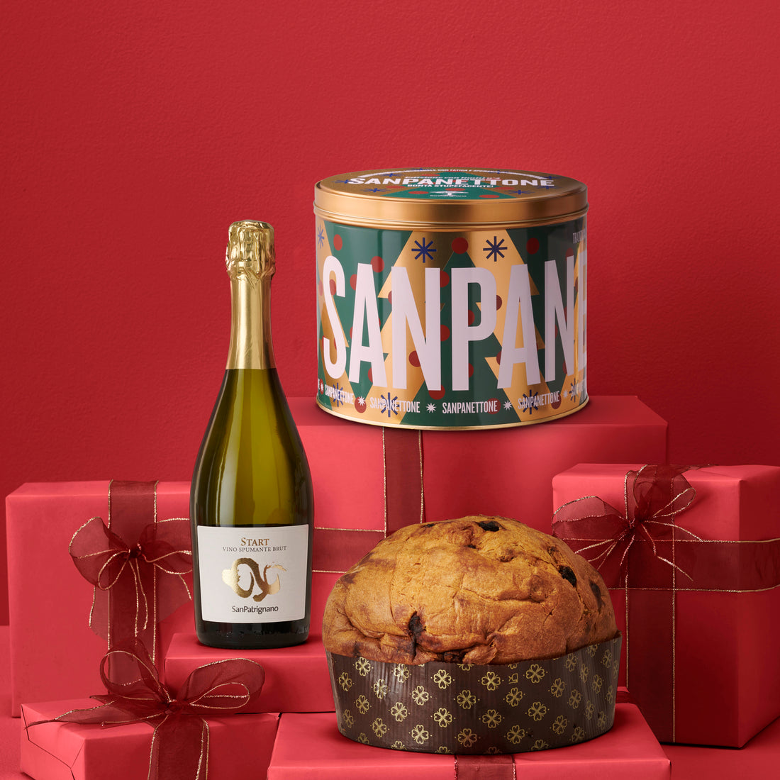 Cesto natalizio Sanpanettone &amp; Co - Rosso