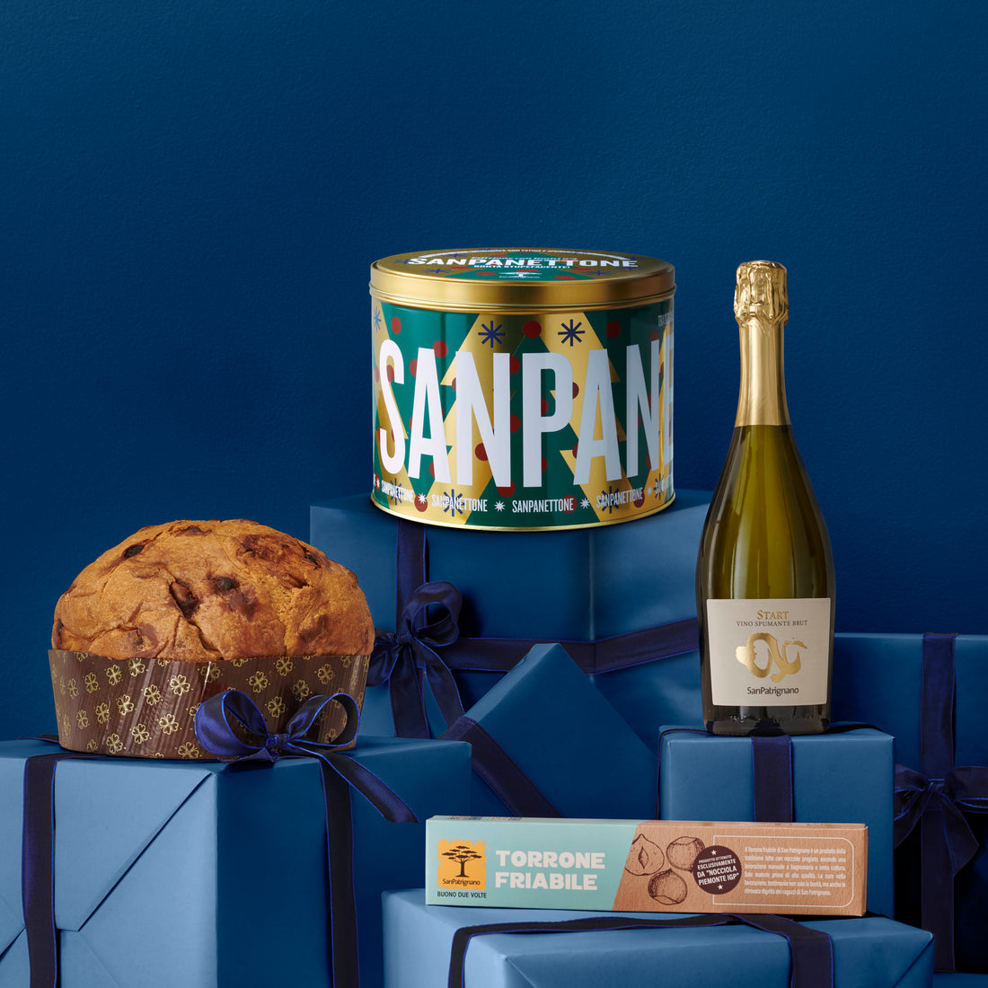 Cesto natalizio Sanpanettone &amp; Co - Blu