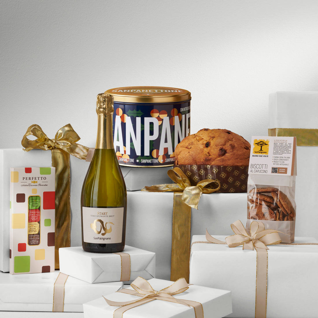 Cesto natalizio Sanpanettone &amp; Co - Bianco